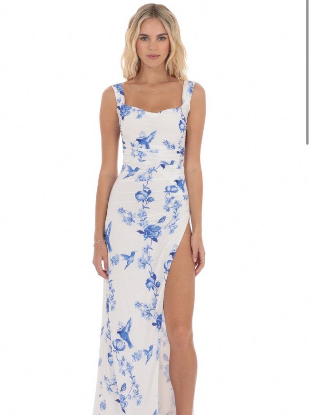 Floral Open Back Bow Maxi Dress in White